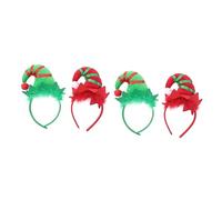 Beaupretty 4 Piezas aro de pelo de cuerno rojo y verde diademas navideñas para niños banda para la cabeza accesorios de duende navideño diademas navideñas para adultos tocado de navidad