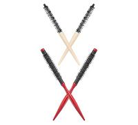 Beaupretty 4 Piezas Cepillos para Peinar Cabello Rizado y Grueso Mango de Madera Ligero y Ergonómico Cepillos Redondos Portátiles con Tubo de Aluminio para Viaje y Estilizado Versátil