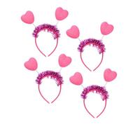 Beaupretty 4 Piezas Diadema De Amor Diademas Para Hombres Banda Para La Cabeza Diadema De Corazón Diademas De Lentejuelas Diadema Brillante Muñequeras Horquilla Accesorios El Plastico Rosy