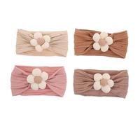 Beaupretty 4 Piezas Diademas para Niña Niña Elásticas con Flores Hechas Mano Suaves y Seguras para Recién Nacidos Infantes y Niñas Pequeñas Accesorios de Pelo Floral Resistentes al