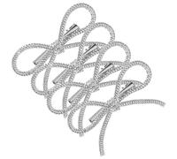 Beaupretty 4 Piezas horquilla de lazo de imitación de plata pinza de pelo de lazo arco de de imitación arcos pinzas para el cabello diademas para el pelo pedrería Silver
