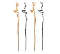 Beaupretty 4 Piezas Horquillas para Moño para Mujer 4 Piezas de Metal Irregular Acabado Espejo, Palillos Chinos Dorados y Negros de 18 CM para Peinados Recogidos y Accesorios de Estilo Retro