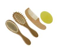 Beaupretty 4 Piezas Peine Cepillo De Pelo De Bebé Esenciales Para El Baño Del Recién Nacido Peine De Pelo Rizado Bebé Cepillo De Pelo De Bebé De Madera Novio Cepillo De Fregar Lana Natural