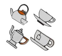 Beaupretty 4 Piezas Pins Esmaltados de Cafetera y Tetera Broches Divertidos para Mochilas Gorros y Ropa de Insignias Artísticas para Amantes del Té y Café para Mujeres y Jóvenes