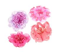 Beaupretty 4 Piezas Redes para Recogidos de Pelo con Flores Sujetadores de Moño Elásticos para Mujeres Accesorios de Pelo para Danza y Actividades Deportivas