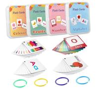 Beaupretty 4 Piezas Tarjetas Educativas para Flashcards Resistentes y Prácticas para Aprender Inglés Colores Números y Frutas Material Seguro para Estudio