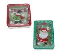 Beaupretty 4piezas Cajas Transparentes De Navidad Para y Almacenamiento Hojalata Para y Decoración Diseño De Muñeco Alegre