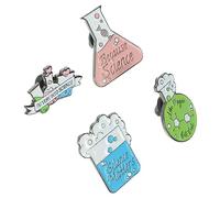 Beaupretty 4piezas De Botella De Tubo De Ensayo Broches De Esmalte Creativos Para Ropa Prendedores De Solapa Metálicos Para Sombreros Broches De Química Para Trajes