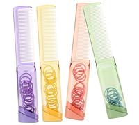 Beaupretty 4piezas Peine De Portátil Antiestático Para Desenredar El Cabello Con Banda De Goma y De Almacenamiento Para Casa o Viajando