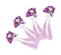 Beaupretty 4piezas Pinzas Cabello Hanfu Horquillas Japonesas Forma de Abanico Floral Adornos Cabello de Kimono Estilo Asiático para Niñas para Fiestas y Cosplay