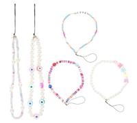 Beaupretty 5 Piezas Cordón para Teléfono Móvil Perlas Artificiales y Arcilla Polimérica, Cómodo y Fácil de Instalar, Adecuado para Decorar y Proteger Tu Teléfono o Llavero