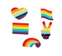 Beaupretty 5 Piezas Insignia del arco iris pin broches solapas lgbt alfiler de orgullo broche de la bandera del arco iris favores de fiesta lgbt aleación Vistoso
