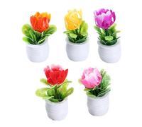 Beaupretty 5 Piezas Mini Bonsáis Artificiales Plantas Decorativas de Resina y Plástico para Casas de Muñecas Modelo Compacto para Jardines y Escritorios Pequeños