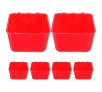 Beaupretty 6 Comederos Colgantes para Jaula de Conejos y Pájaros, Tazas de Agua y Cuencos de Comida de Plástico Engrosado Rojo 12.5x9.5x6 Cm, Aptos para Mascotas Pequeñas en Suministros