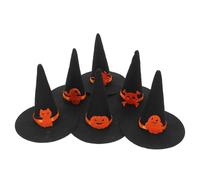 Beaupretty 6 Piezas Sombreros Elementos Clásicos de Fieltro Negro para Halloween de Bruja Accesorios Resistentes al Desvanecimiento y Cómodos para Disfraz para Fiestas y Manualidades