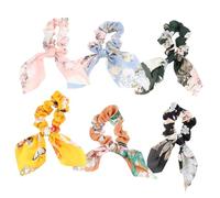 Beaupretty 6 Piezas Venda enchufes moño cinturones elasticos truss hair arco atar el conejito scrunchie con lazo banda bollos gomas para el pelo con orejas de conejo lazo para el cabello tela