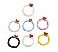 Beaupretty 7piezas Anillo De Cuentas De Arroz De Colores Anillo De Dedo Para Niña Bohemio Sencillo De Cuerda Elástica Joyería Para Mujer