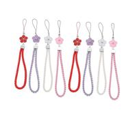Beaupretty 8 piezas Correa Móvil de Cuero Trenzado con Diseño de Flor y Diamantes Pulsera Antirrobo para Teléfono y USB para Muñeca y Cuello
