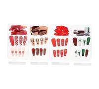 Beaupretty 96 Piezas Parches Para Decoración De Uñas Uñas Postizas Navideñas Para Manicura Navideña