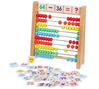 Beaupretty Ábaco De Cuentas para Matemáticas Infantiles para Niños Pequeños, Tamaño Mediano, De Madera Colorida, con 110 Tarjetas Numéricas, Juguete Manipulativo Educativo para Preescolar Aprendizaje