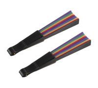 Beaupretty Abanicos de Mano Arcoíris Plegables 2 Piezas, Abanico de Plástico Grande, Accesorio para Bodas y Fiestas, Ventilador Portátil para Baile y Decoración, Tamaño Compacto y Color