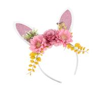 Beaupretty Accesorios De Pascua Diadema Con Orejas De Conejo Y Flores Diadema Con Orejas De Conejo Para Niñas Diadema Con Orejas De Conejo De Hada De Las Flores Diadema De Conejo De Carnaval