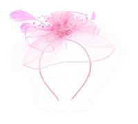 Beaupretty Accesorios para el cabello retro de velo novia Diadilla banda accesorios para el cabello de boda tocado del fascinador tocado de mujer fascinador nupcial malla de nailon rosa