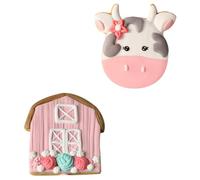 Beaupretty Adornos para Tartas No Comestibles 2 Piezas Rosa Resina Decoración de Pasteles Cumpleaños Tema Granja Vaca Artículos para Fiestas y Decoración del Hogar