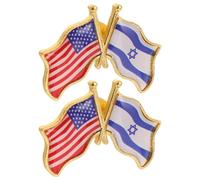 Beaupretty Alfileres de Solapa Bandera de Estados Unidos E Israel, Insignias de Aleación de Zinc, Símbolo de Amistad, Pack de 2 para Chaquetas y Mochilas
