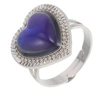 Beaupretty Anillo Ajustable Que Cambia De Color Piedras Preciosas De Corazón, Aleación Resistente Para Mujer, Para Fiestas y Uso Diario, Diseño Único y Sensible Temperatura