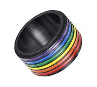 Beaupretty Anillo de de acero de titanio anillo gay joyas de personalidad gay orgullo decoración anillo de dedo de acero inoxidable anillo de dedo del arco iris Vistoso