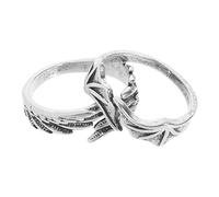 Beaupretty Anillos Abiertos Ajustables Vintage de Alas de Murciélago y Ángulo, Anillo de Dedo para Hombre y Mujer, Conjunto de 2 Piezas, Joyería Gótica para Parejas y Uso Diario