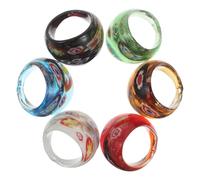 Beaupretty Anillos de Cristal Étnicos Multicolor 6 Piezas Anillo de Dedo Artístico para Mujer Joyería Bohemia Talla 17-19 Mm Uso Diario Fiesta