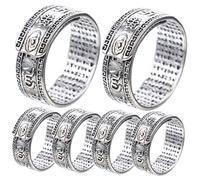 Beaupretty Anillos Para Hombre y Mujer Amuleto Vintage De Plata Envejecida Diseño De Criatura Mítica De Salud y Suerte, Accesorios Unisex Para Ocasiones Obsequios, Pack De 6 Piezas