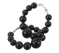 Beaupretty Aros De Falsa Pendientes Colgantes Circulares Exagerados Joyas Llamativas Cuentas De Artificial Para Mujer Aros Negros Únicos Pendientes Redondos De Moda