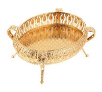 Beaupretty Bandeja Metálica Ovalada Dorada para Almacenar Frutas, Platos de Aperitivos y Refrigerios, Bandeja Decorativa Multifuncional para Cocina y Hogar, Diseño Europeo, Uso en Sala