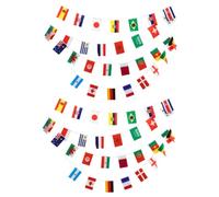 Beaupretty Banderines de Países para Fiestas Fútbol 32 Naciones, 2 Piezas Poliéster Resistente, Decoración Colgante para Ambiente Deportivo y Habitación Adolescente