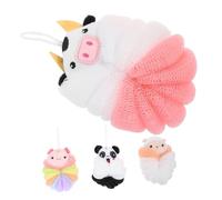 Beaupretty Bolas de Baño Exfoliantes Divertidas 4 Piezas Tamaño Pequeño para Ducha, Depurador de Piel Corporal, Esponjas para Niños Diseño Animal (panda, Cerdo, Oveja, Vaca