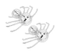 Beaupretty Bolas de Discoteca con Forma de Araña 2 Piezas, Decoración de Halloween con Superficie de Espejo, Adorno Decorativo para Casa Embrujada y Centro de Mesa de Otoño
