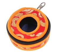 Beaupretty Bolsa de Algodón Bordado Delicado para Campana de Meditación Tibetana, Protección Portátil Patrones Propicios Estilo Nepal en Color Rojo para Templo y Buda