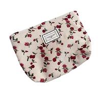 Beaupretty Bolsa de cosméticos de Flores pequeño Viajar Bolsa de tocador Bolsas de Aseo Maquillaje de Chicas Travel Makeup Bag pequeña Bolsa de cosméticos Bolsa de Aseo portátil Beige