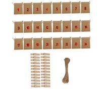 Beaupretty Bolsas de Navidad de Lino Cordón Ajustable 24 Unidades Medianas para Dulces y Regalos 24 Pinzas y 10 Metros de Cuerda de Yute Ideales para Fiestas y Calendario de Adviento