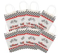 Beaupretty Bolsas de Papel para Regalos Asa, Tamaño Mediano, Diseño de Cuadros Estilo Carrera, Paquete de 12 Unidades, Bolsas Decorativas para Fiestas y Almacenamiento Práctico