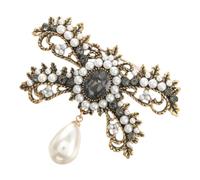 Beaupretty Broche De Aleación Lazo y Perla Dorado, Elegante Broche Pecho Mujer, Accesorio Para Bodas y Fiestas, Diseño Delicado Brillo, Obsequio Especial