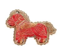 Beaupretty Broche del Año del Caballo Rojo Hecho a Mano de Estilo Songjin, Diseño Tradicional Asiático para Festival Chino, Broche de Solapa Zodiacal para Ropa y Decoración de Año