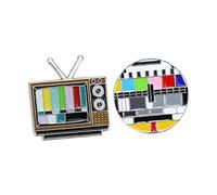 Beaupretty Broches Creativos Canales De Tv Retro Vintage, Metal Duradero, Pequeño Accesorio Para Ropa Casual, Obsequio Único Para Uso Diario y Decoración, Paquete De 2 Piezas