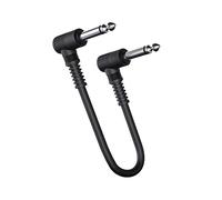 Beaupretty Cable de Instrumento de Guitarra Eléctrica 20Cm Conectores Metálicos Angulados Doble Libre de Ruido Cable de Pedal Teclado Color Negro