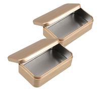 Beaupretty Caja de Hojalata Cuadrada Cepillada Dorada 2 Piezas, Contenedores Decorativos Metálicos Pequeños Tapa, Joyero de Recuerdo Portátil para Té, Joyas y Almacenamiento en Hogar