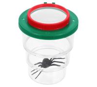 Beaupretty Caja de Observación de Insectos Portátil 3 Compartimentos, Lupa de Aumento Integrada, Recipiente Ecológico (verde Inferior Rojo Superior) para Exploración Educativa y Colección