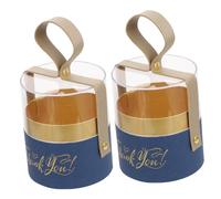 Beaupretty Caja de Portátil 2 Piezas Caja Cilíndrica de Cuero Transparente Tapa de Plástico Estuche Bodas y Fiestas Diseño Moderno